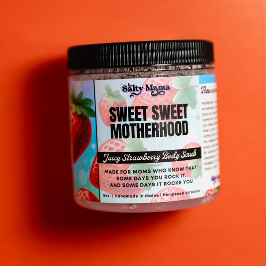 Sweet Sweet Motherhood | Hempseed Oil Body Scrub | Strawberry Sugar Scrub | Funny Self Care Gift for Mom | Skincare